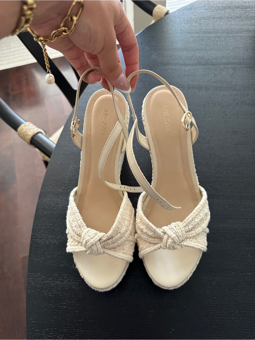 Arezzo Cream Knotted Slingback Sandals